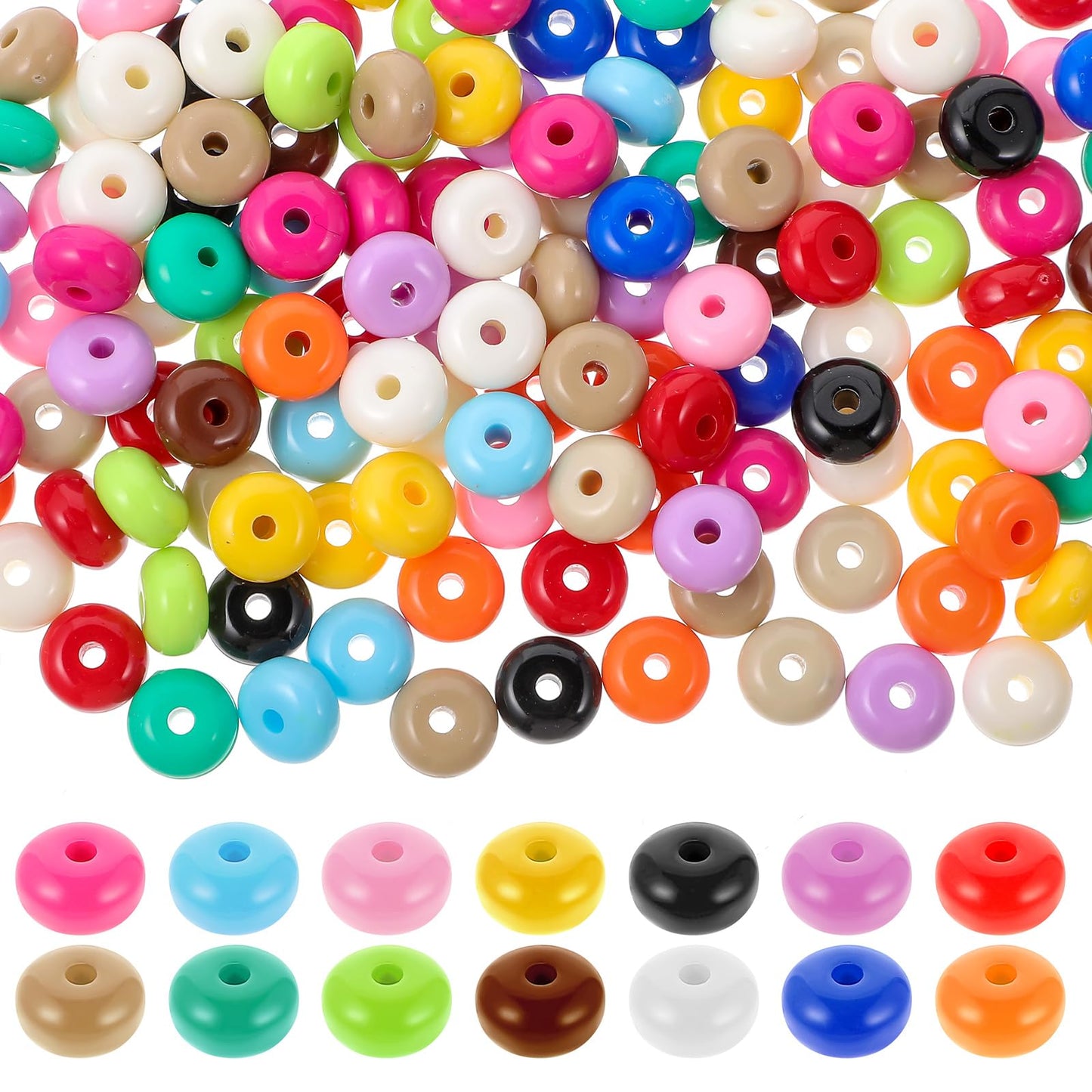 150 PCS Silicone Lentil Beads Silicone Spacer Beads 8mm 14 Colos Abacus Beads Lentil Beads for Pens Abacus Silicone Beads Colorful DIY Lanyard Beads for Making Necklace Bracelet Keychain Accessories