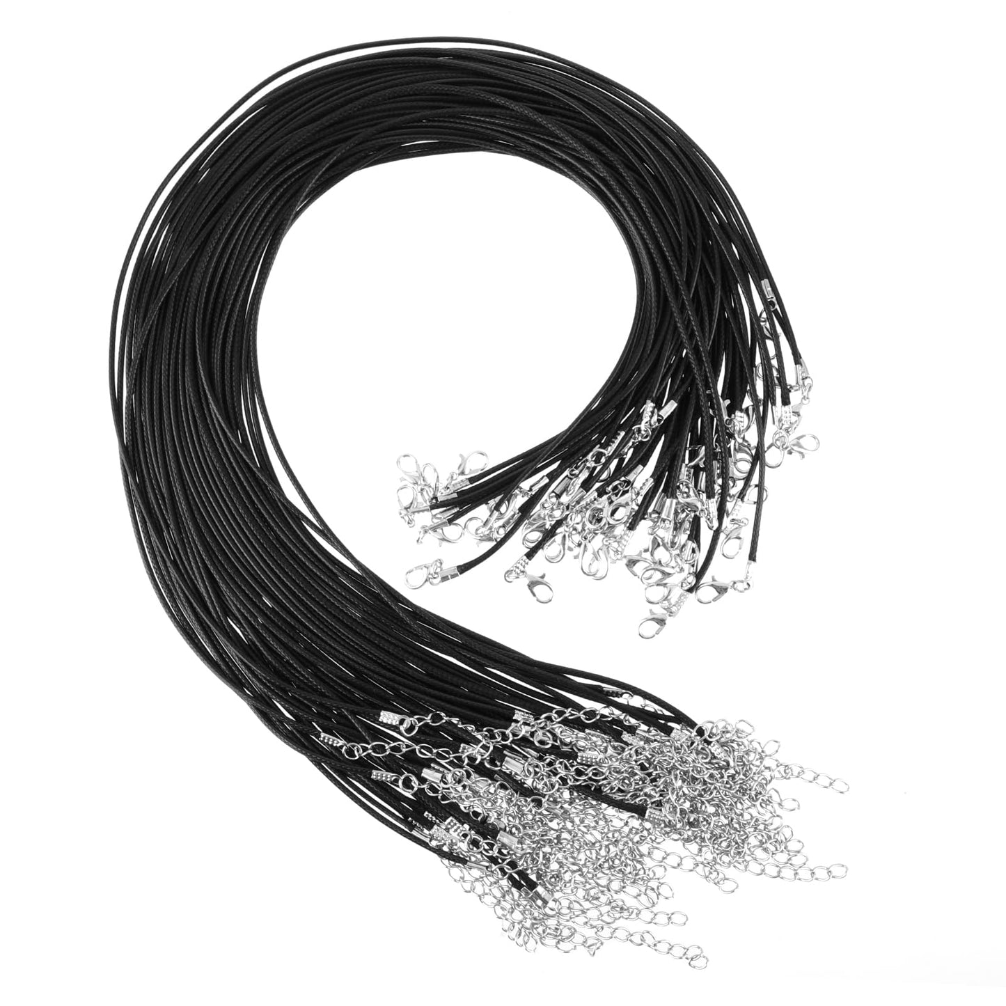 50Pcs Necklace Cords for Pendants Black Cord Necklace Leather Necklace Cord with Clasp Premium Leather Necklace Chains Bracelet Cord with Clasps for Pendants Jewelry Making Beading Supplies(20 Inches)