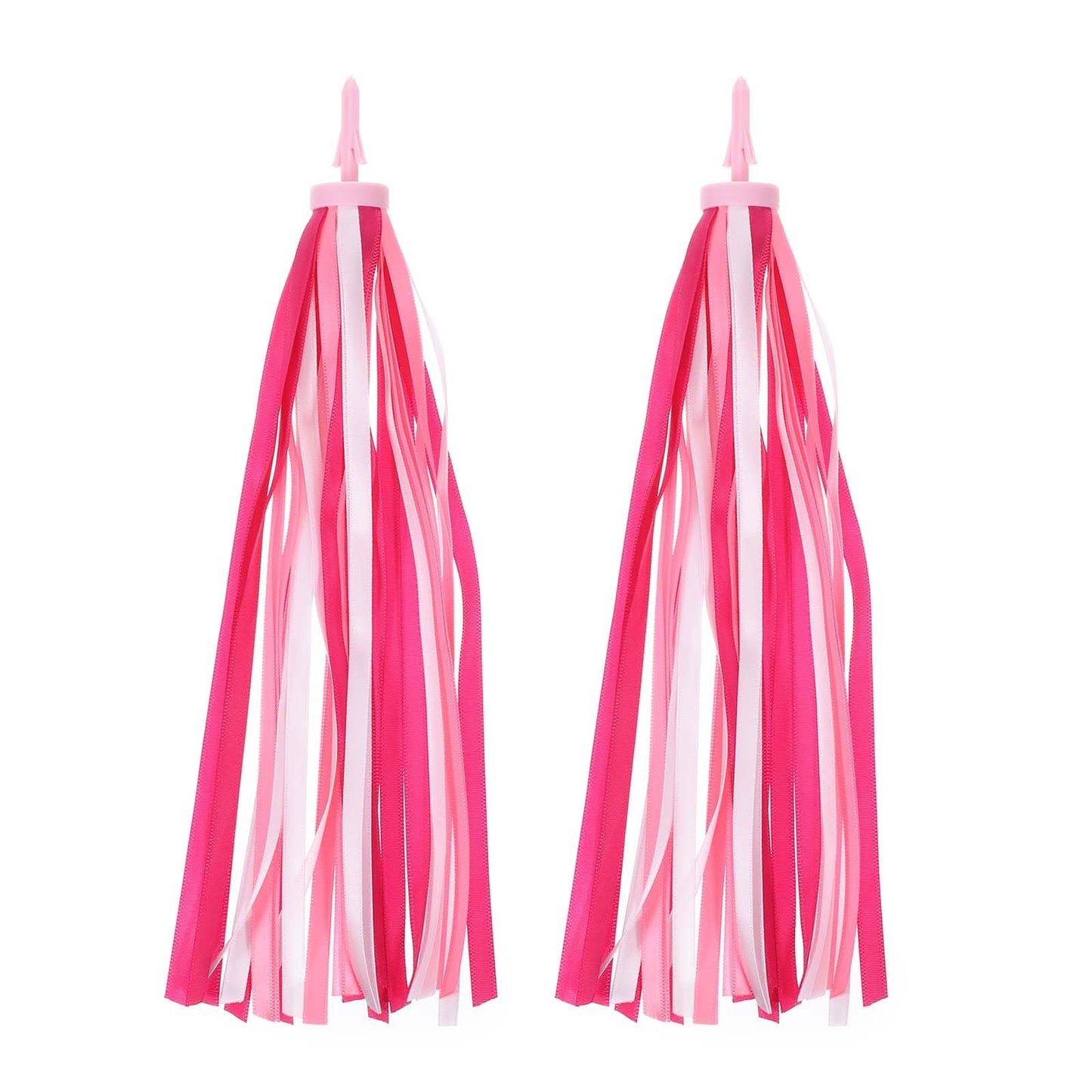 2Pcs Kids Bike Handlebar Streamers Tassels Gradient Pink Scooter Bicycle, Tricycle Handle Bar Grips, Bike Bell Accessories, Colorful Ribbons for Kids and Girls Boys