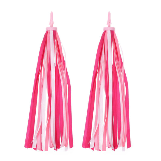 2Pcs Kids Bike Handlebar Streamers Tassels Gradient Pink Scooter Bicycle, Tricycle Handle Bar Grips, Bike Bell Accessories, Colorful Ribbons for Kids and Girls Boys