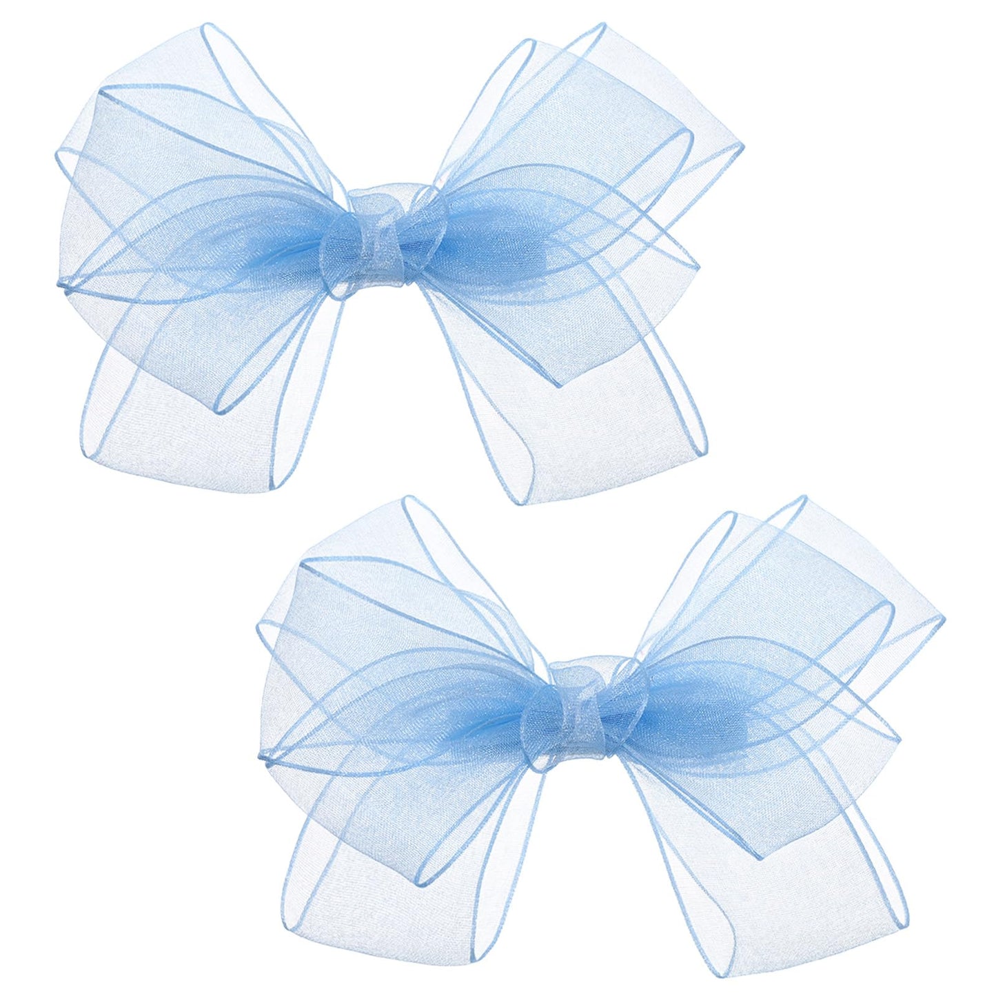 Mabor Pack of 2 Bow Hair Clips Women's Fashionable Mesh Hair Clip Girls Non-Slip Flat Hair Clips for Birthday Parties, Parties and Everyday Use (Blue)