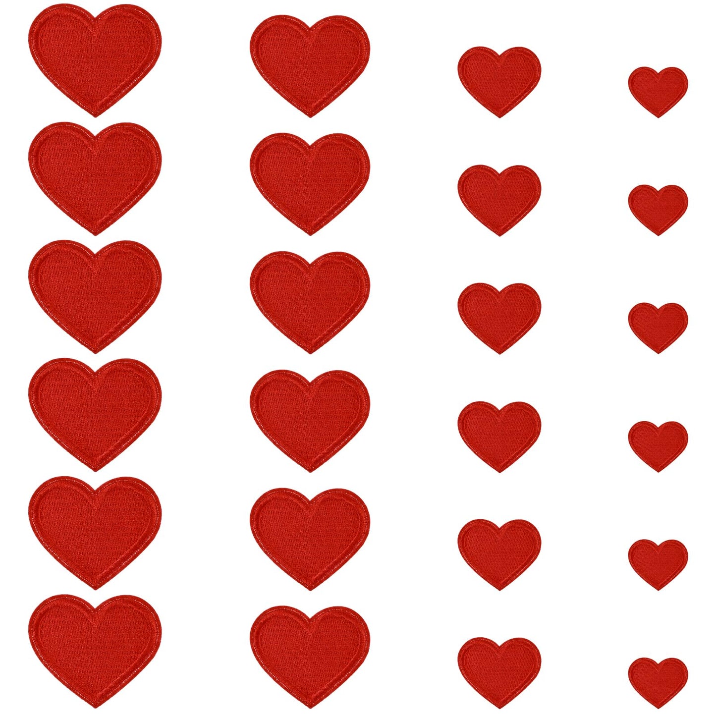 24 PCS Heart Iron on Patches 4 Sizes Heart Patches for Clothes Heart Applique Valentines Iron on Patches Heart Shape Iron on Patches Mini Heart Sew on Patches for Jackets Backpacks Dress Hat DIY(red)