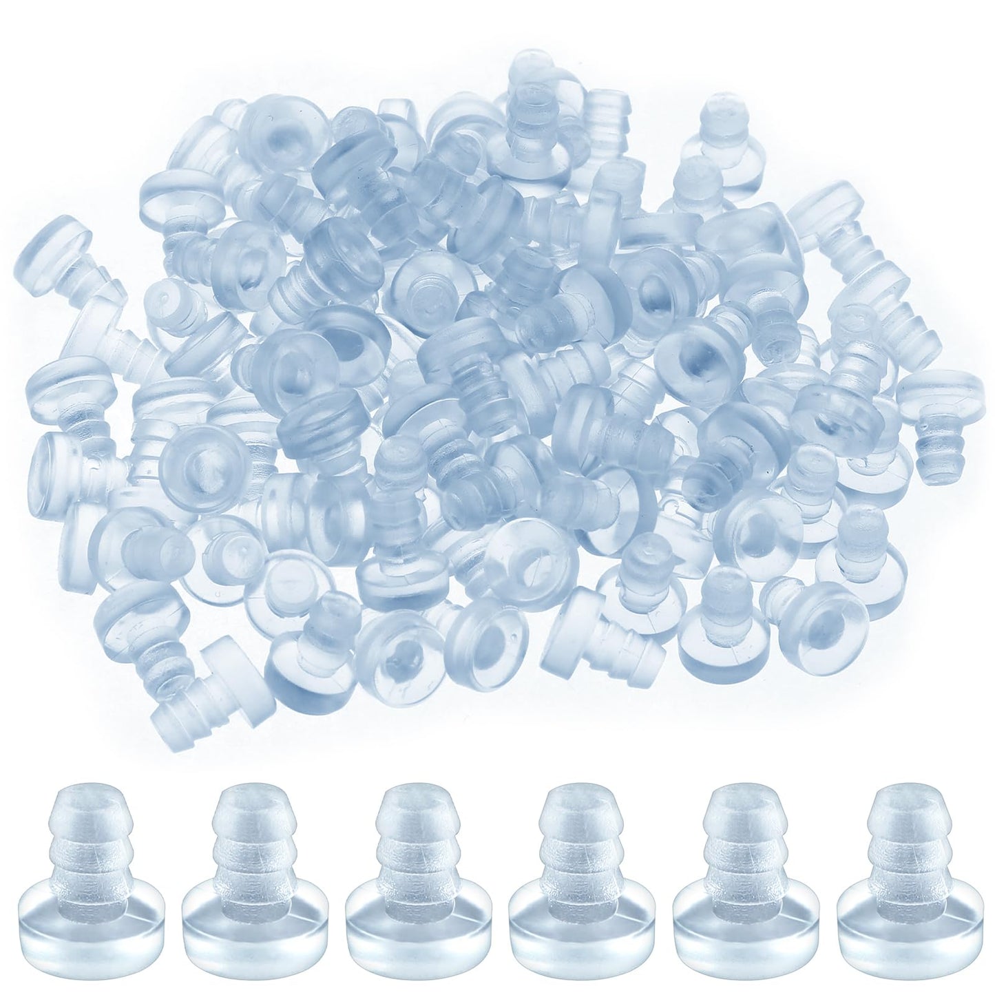 100 PCS Glass Table Top Bumpers, Glass Top Table Bumpers Anti Slip Pads with Stem Cabinet Bumpers Clear Non Adhesive Glass Table Rubber Grippers for Table Furniture Cabinet, Fits 3/16 Inch Holes