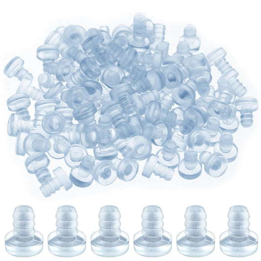100 PCS Glass Table Top Bumpers, Glass Top Table Bumpers Anti Slip Pads with Stem Cabinet Bumpers Clear Non Adhesive Glass Table Rubber Grippers for Table Furniture Cabinet, Fits 3/16 Inch Holes