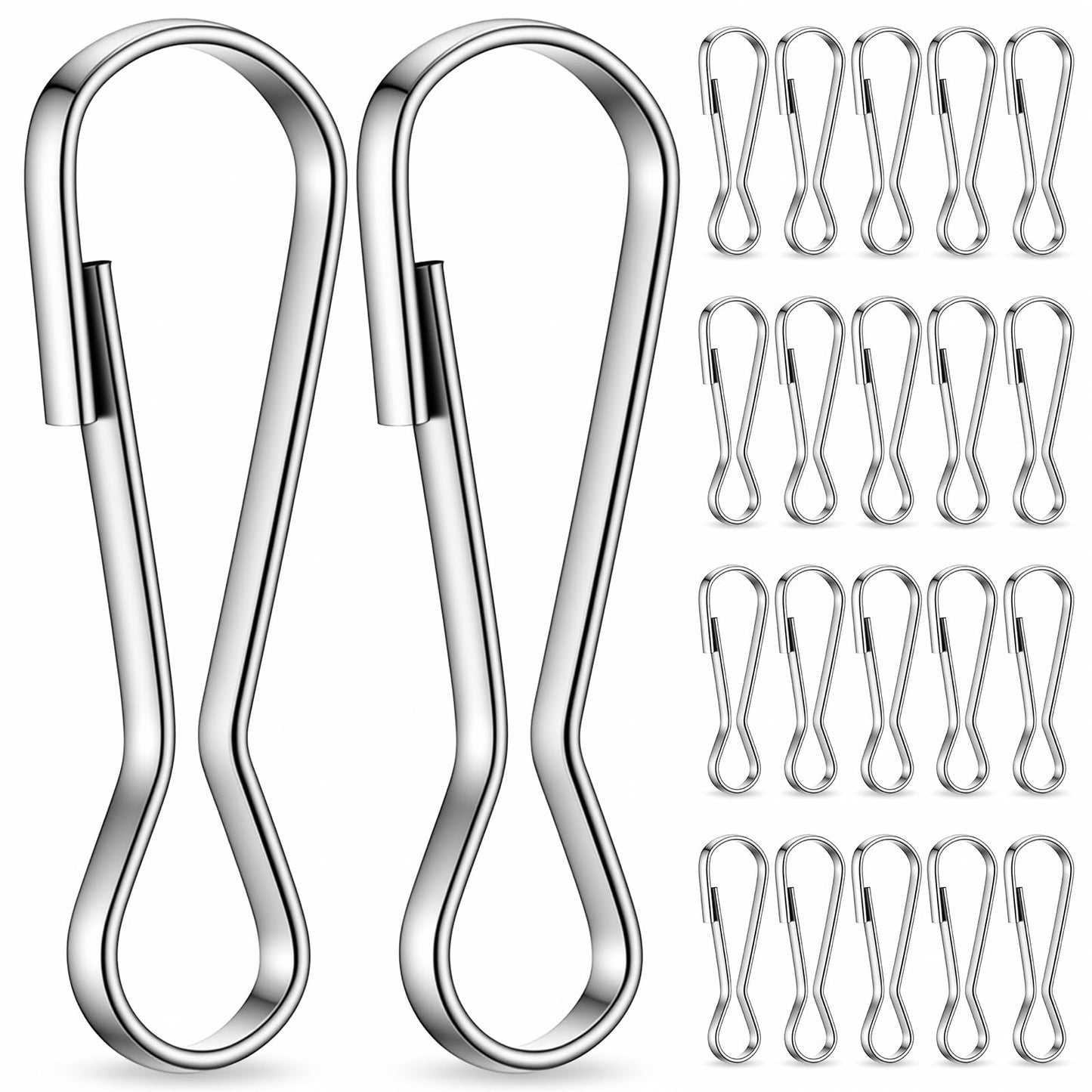 20 PCS Stainless Steel Flag Pole Clips Spring Snap Hooks, Small Metal Clips to Hold Flag, Lanyard Banner Clip for Flagpole Hooks Accessories, Hanging Bird Feeders, Keychain, ID Badge Holders (4.3 cm)