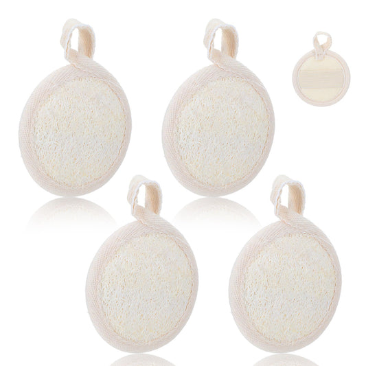 Tyqour 4 Pcs Face Exfoliating Loofah Pads Natural Loofah Sponge Facial Scrub Pads Exfoliating Pads for Face Scrubbers Facial Sponge Loofah Natural for Women Men Bath Shower, Face That Gets You Clean