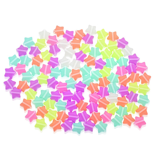 150 Pcs Glow in The Dark Beads Star Beads Pendant Colored Acrylic Pony Nightglow Star Pony Bulk Luminous Spacer for Bracelets Jewelry Making Necklaces Hair Braids Earring Keychains