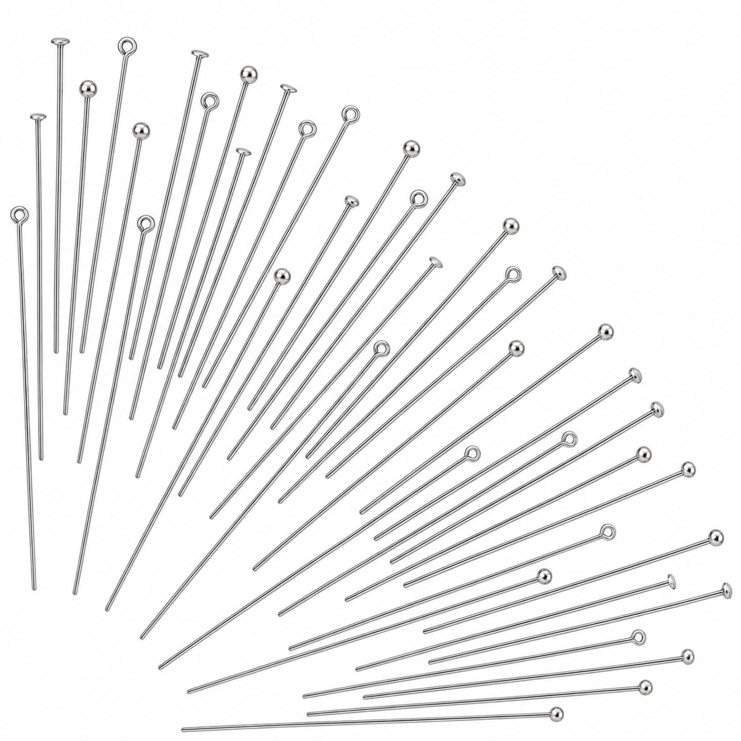300 Pcs Head Pins for Jewelry Making Stainless Steel Eye Pins 70mm