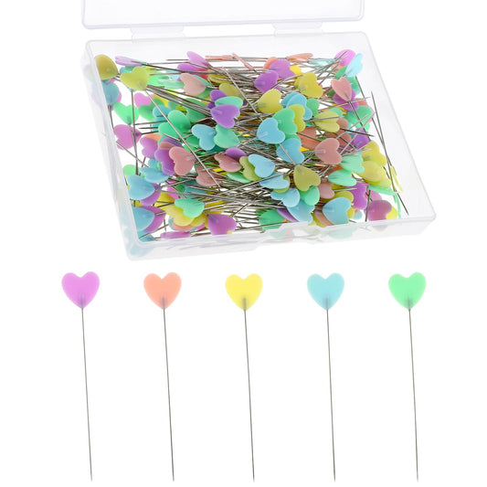 200 PCS Sewing Pins Dressmaking, 2.14 Inch Flat Love Head Straight Pins with Storage Box Quilting Pin Fixed Sewing Marker Needle for Dressmaker, Sewings Project, Jewelry Making and DIY Craft (5 Color)