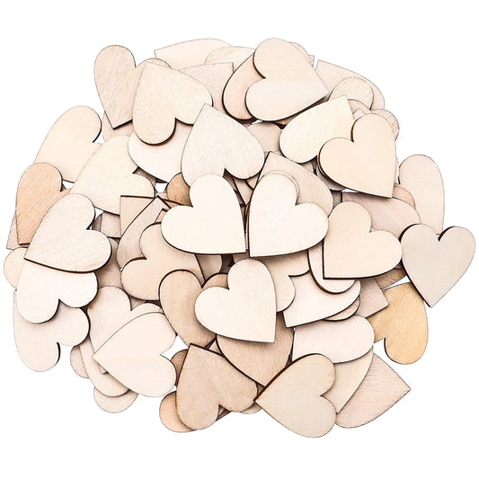 100PCS Wooden Hearts, Wooden Hearts for Crafts, Wooden Hearts for Guest Book, DIY Unfinished Wooden Ornaments Embellishments for Valentines Day Birthday Party Wedding Guest Book Decoration