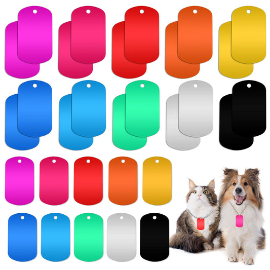 20 PCS Blank Dog Tags, 29×50mm Aluminum Blank Dog Tags for Engraving Dog Tag, Blanks for Dogs Metal Dog Tags, Rectangle Blank Discs Tag Blanks, Metal Stamping Tags for DIY Craft Pet Dog ID Tags