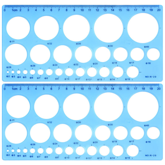 2 PCS Circle Stencil Blue Circle Template for Drawing Multi-Function Circle Ruler Plastic Round Drawing Templates Measuring Geometry Circle Stencils Drafting Tools for School Office Supplies