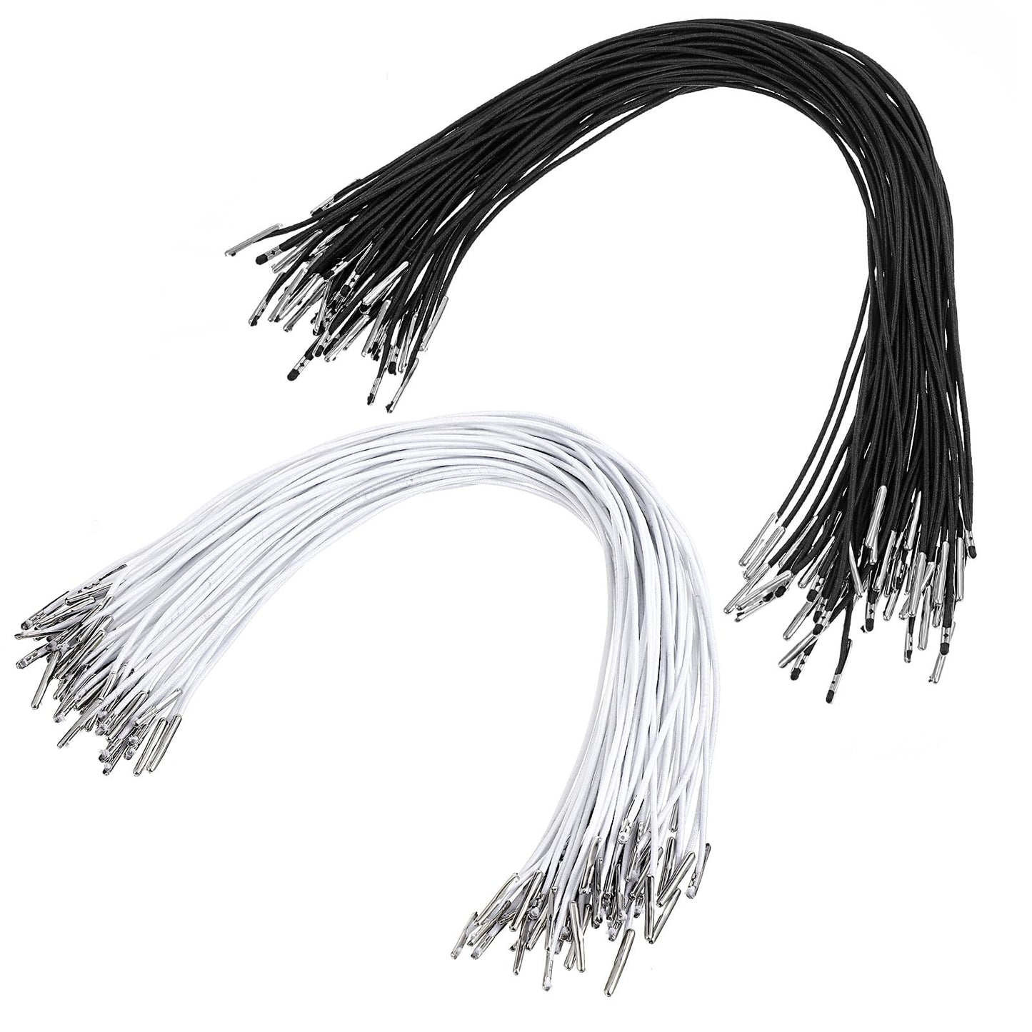 Ymapinc Pack of 60 Elastic Bands for Masks, Elastic Hat Rubber Bands with Barbs, for DIY Party Masks, Three-Pointed Hats, Notebooks, Bookbinding (Black, White)
