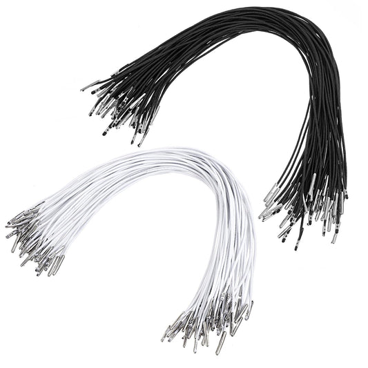 Ymapinc Pack of 60 Elastic Bands for Masks, Elastic Hat Rubber Bands with Barbs, for DIY Party Masks, Three-Pointed Hats, Notebooks, Bookbinding (Black, White)