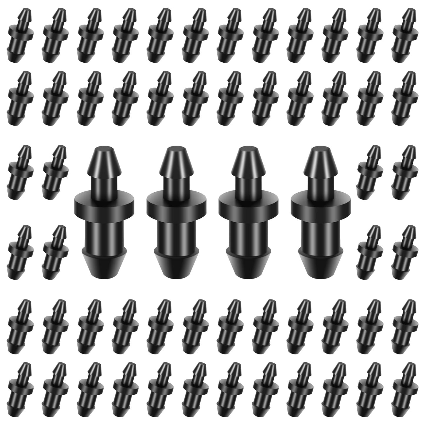 60 PCS Drip Irrigation Plugs Goof Plugs for Drip Irrigation Drip Irrigation Plug for 1/4 Tubing Barbed Connectors End Cap Irrigation Stopper Drip Irrigation Parts for Home Garden Lawn Supplies (Black)