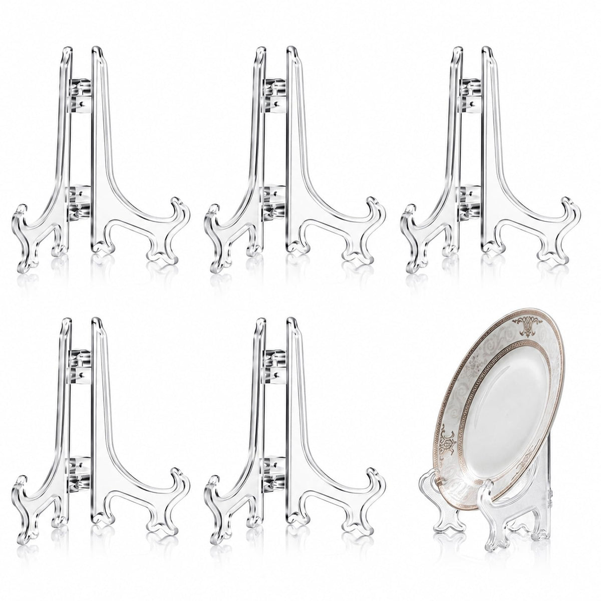 Chsoejuf 4PCS Acrylic Plate Stand 2.95 Inch Clear Small Display Holders