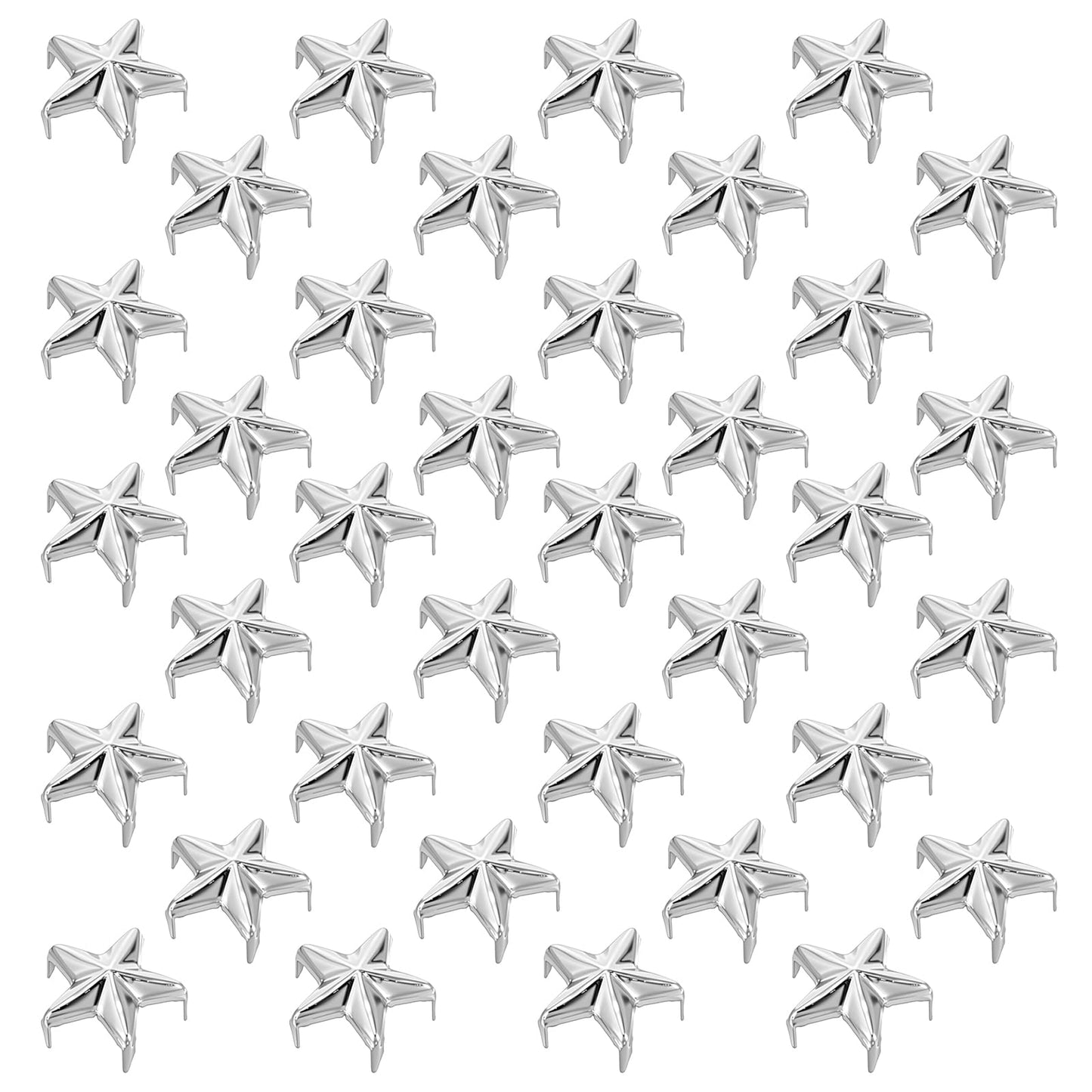 200 PCS 10mm Star Studs for Clothing Silver Metal Star Rivets Small Stars Nailheads Claw Studs Leather Claw Rivets for Punk Rock Belt Bag Shoes Cap Bracelet Pet Collars DIY Leathercraft (Silver)