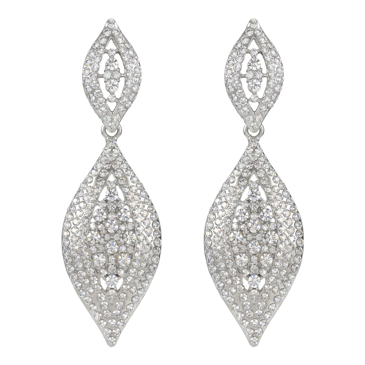Chsoejuf Clip on Earrings for Women, Dangle Non Piercing Earrings(Silver)