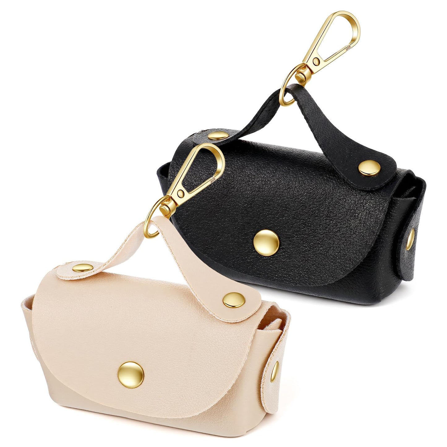 Chsoejuf 2PCS Leather Dog Poop Bag Dispenser Portable and Reusable