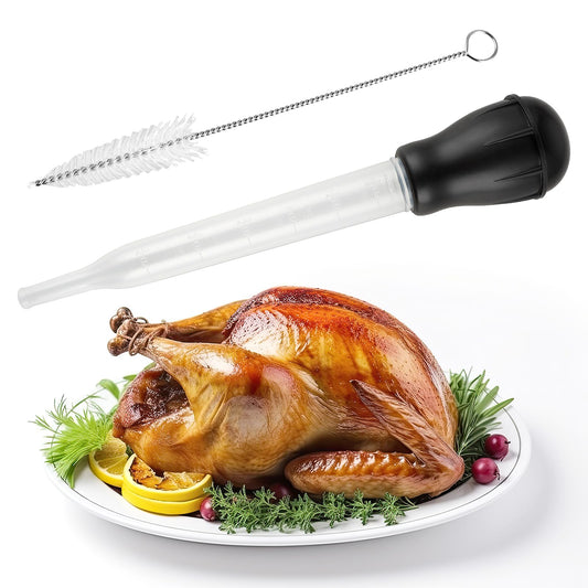 Turkey Baster For Cooking, Turkey Baster Large, Baster Syringe With Cleaning Brush, Cooking Turkey Injector Long Turkey Baster For Oiling And Marinating Turkey Beef Pork Fish(Black)