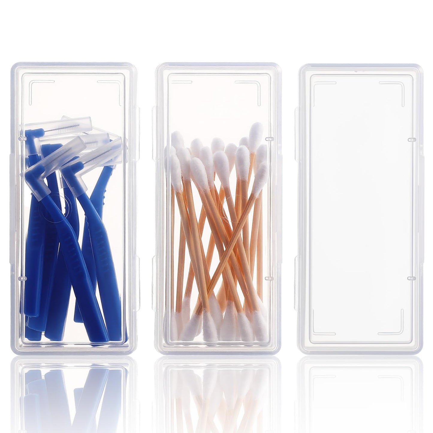 Matwsec 3PCS Floss Pick Holder Cotton Swab Holder Cotton Pad Holders Dental Floss Holders with Lid for Travel Cottons Buds Flosss Small Items