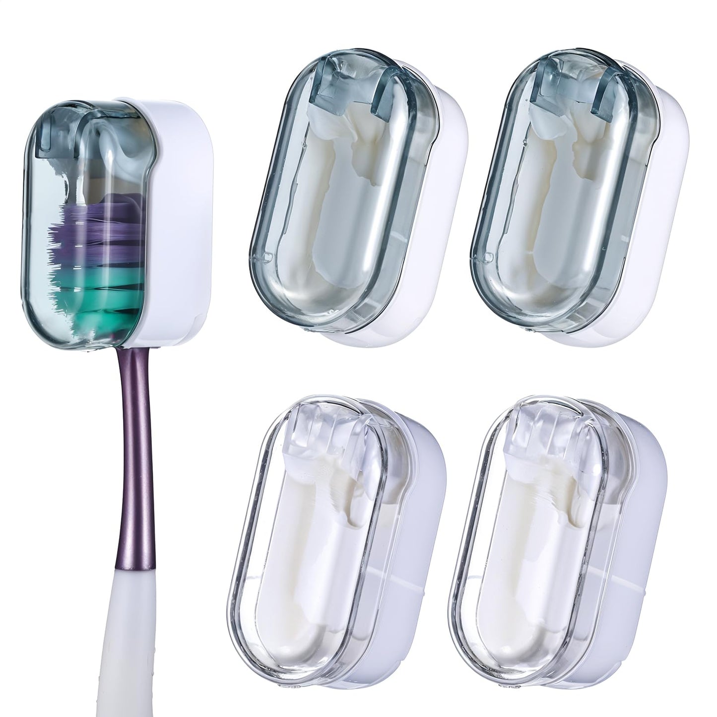 4 Pcs Toothbrush Head Covers Wall Mounted Hanging Tooth Brush Protector Case Portable Travel Toothbrush Head Caps Convenient Toothbrush Holder Protector For Travel Camping Bathroom School