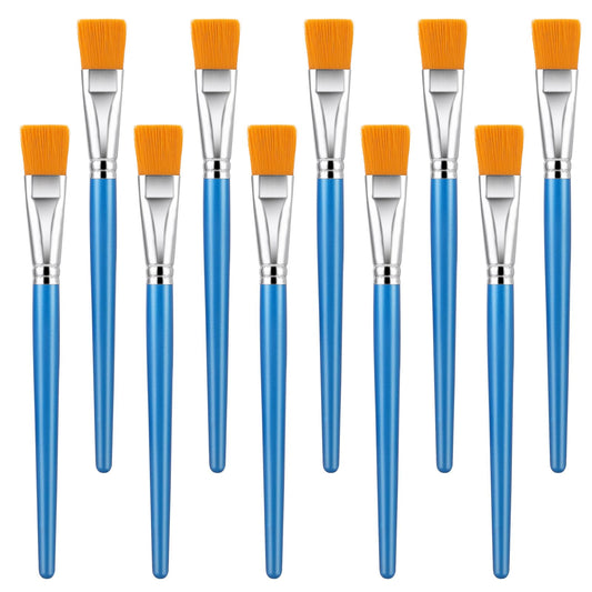10 Pcs Painting Brushes for Acrylic Paint, 1 Inch Flat Art Brushes Set Craft Paint Brushe for Acrylic, Watercolor, Oil, Crafts, Face Art