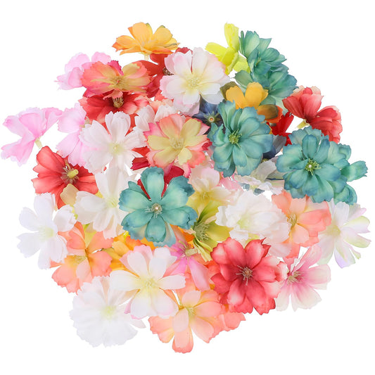 Xinjoduz 50 PCS Small Fake Flowers Bulk, Artificial Flower Heads for Crafts Mini Rose Blossom Heads Sunflower Silk Daisy Flower Heads for DIY Home Wedding Crafts Decoration, 1.97 Inch (Colorful)