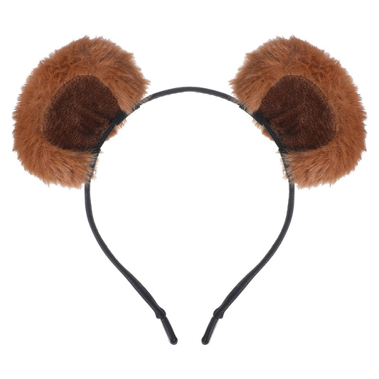 Xinjoduz 1 PCS Bear Ears Headband Brown Chipmunk Ears Movable Fluffy Brown Bear Ear Costume Hairband Soft Makeup Head Wear for Washing Face Women Adult Halloween Festival Cosplay Party Decorations