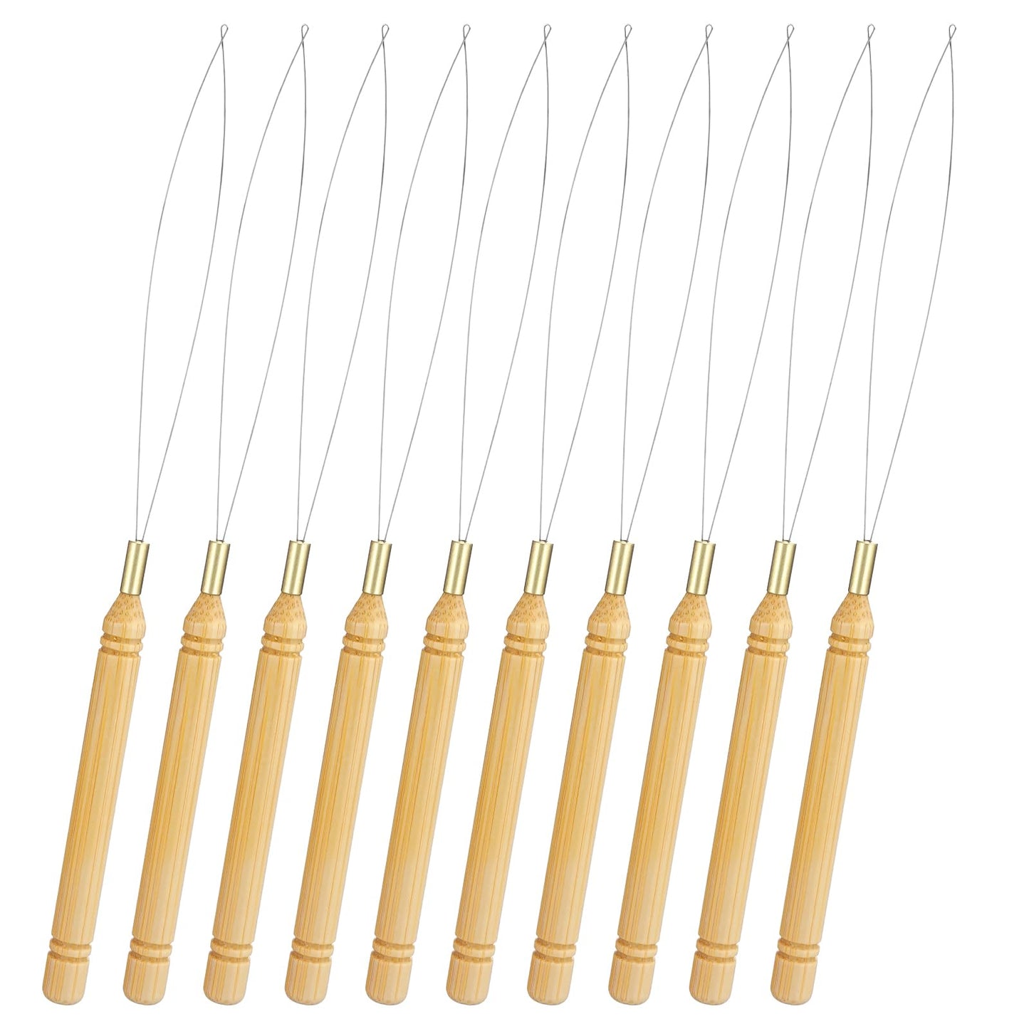 10pcs Hair Extension Loop Needle Threader Bead Device Pulling Hook Tool