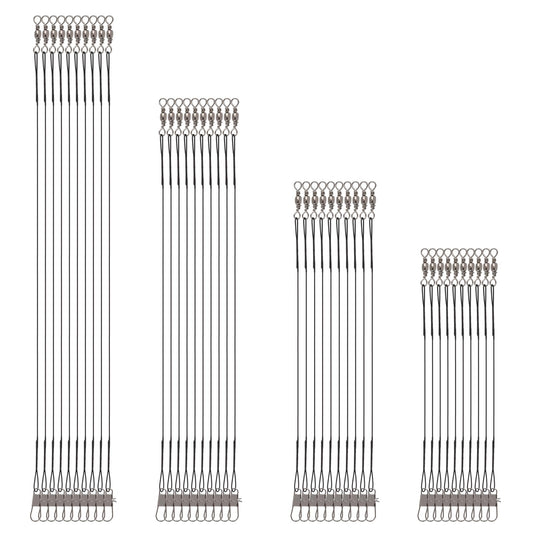 Teaaha 40PCS Wire Traces Pike Fishing, Fishing Leaders with Swivels Black 4 Sizes Fish Line Steel Wire with Swivel Buckles Fishing Line for Lures Bait Rig Hooks Fishing(5.9/7.8/9.8/11.8in)