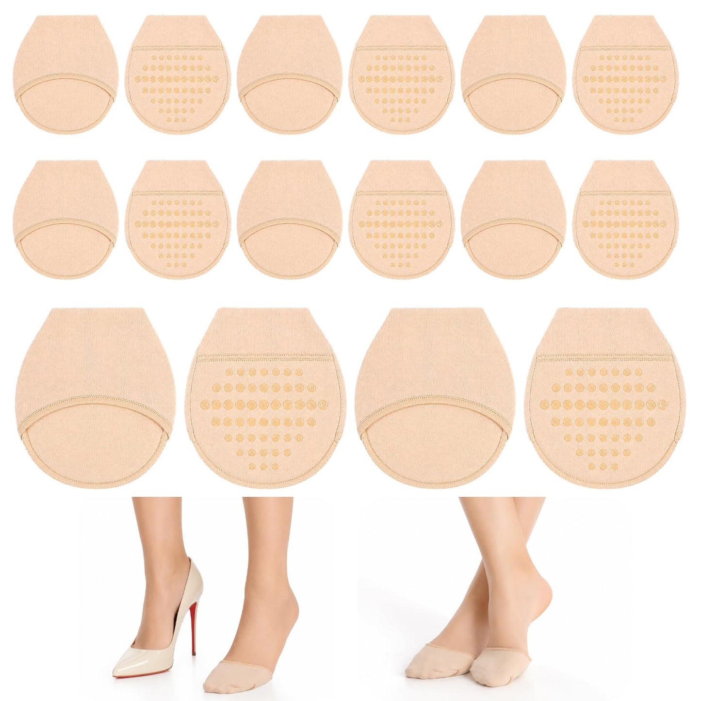 8 Pairs Women's Toe Topper Liner Socks with Padding Toe Cover Half Socks