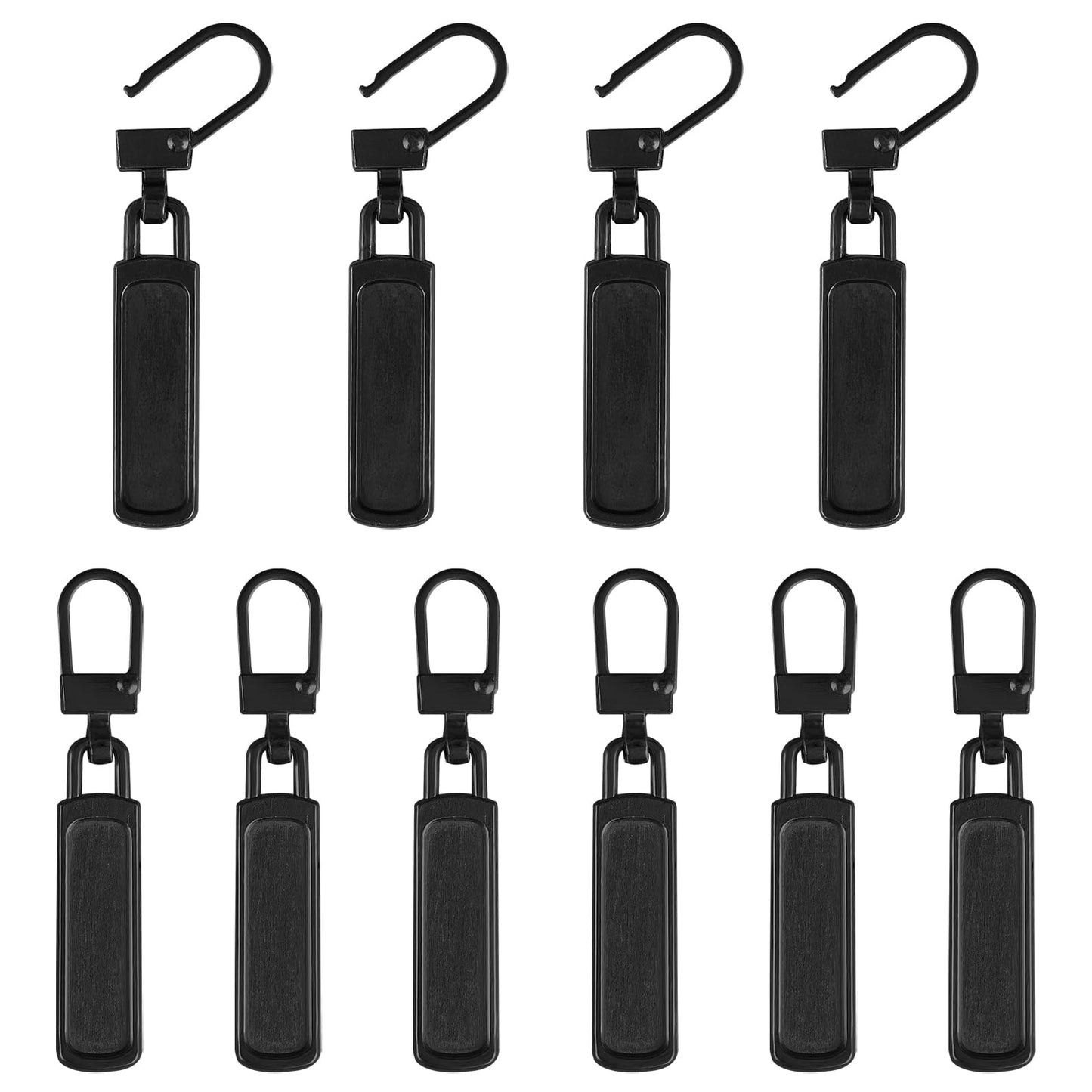 Teaaha 10Pcs Metal Zipper Pull Replacement, Black, for Luggage Clothing Jackets Jeans Backpacks Boots Dresses Purse Coat etc.