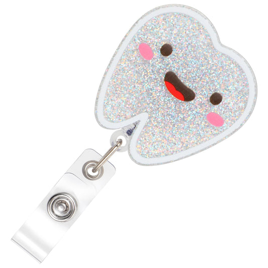 Ymapinc Nurse Badge Reel Retractable Bling Tooth Badge Reel Acrylic Nursing ID Card Holder with Clip Cute Glitter Name Tag Holder for Dentistry Pediatrics Docter Students