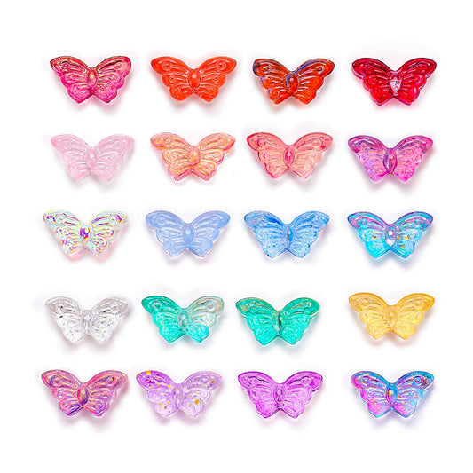 100pcs Butterfly Spacer Beads for Bracelet Making,Mabor Bracelet Beads,Mixed Beads(8 * 15mm),Colorful Glass Beads,DIY Craft Making for Necklace Bracelet Earring Key Chains