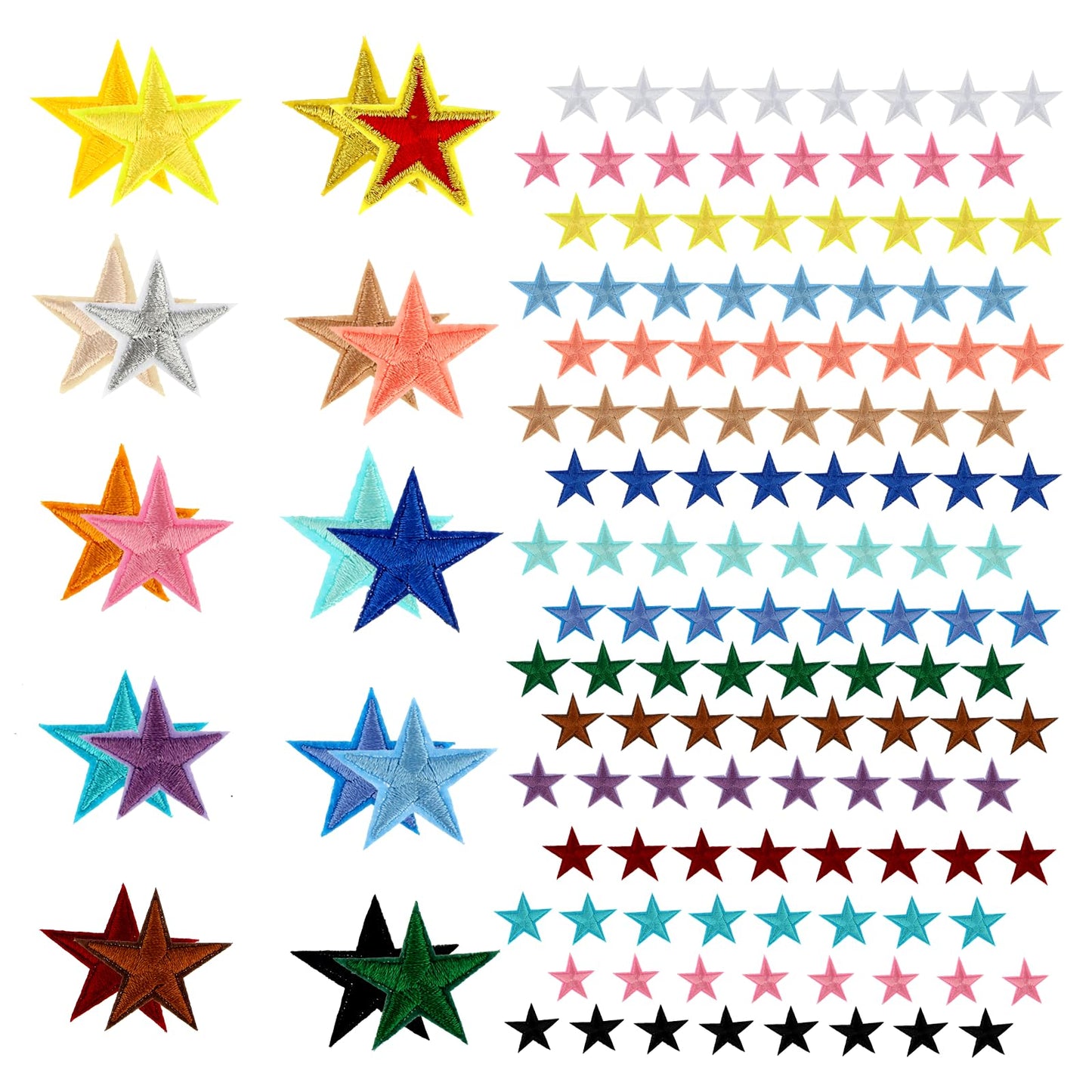 68Pcs Iron On Stars Mini Embroidered Star Patch Star Iron On Patches Appliques Embellishments Stars Iron-On Self-Adhesive Patches for DIY Craft Backpack Hat Jacket Clothing Decoration