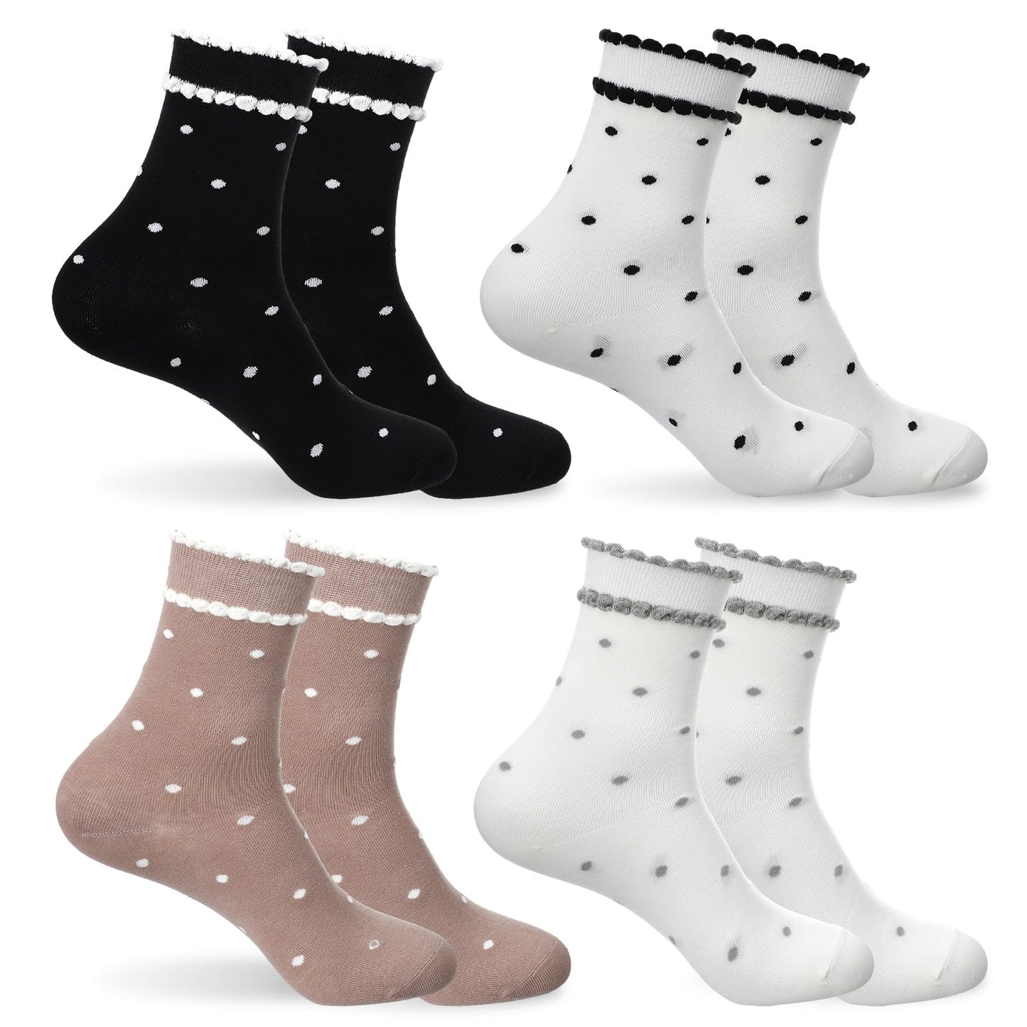 4 Pairs Heart Socks, Cute Socks For Women, Women's Cotton Crew Socks, Fun Patterned Daily Wear, Sock Breathable Soft Above Ankle Sock, Gift for Ladies & Girls