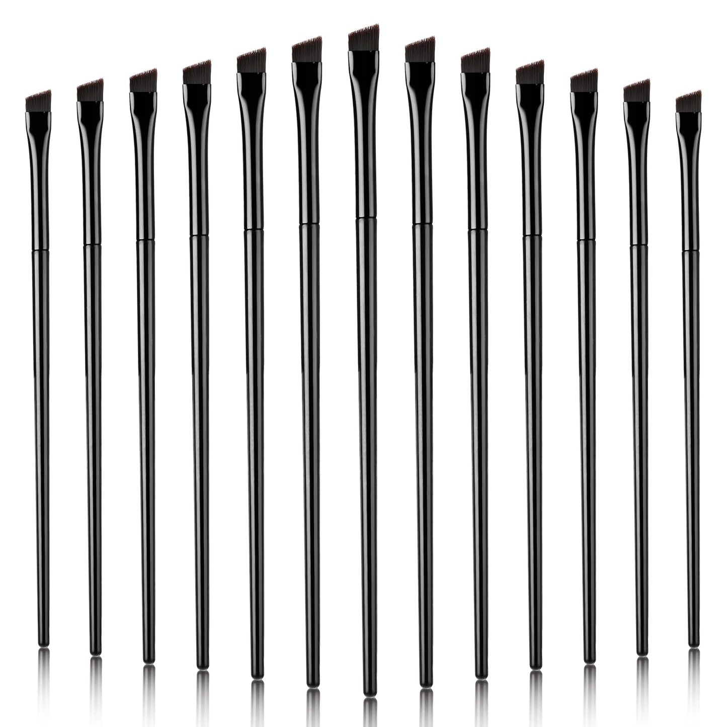 Teaaha 15PCS Premium Eyeliner Brush Set - Precision Angled Flat Liner & Eyebrow Definer, Ultra Fine Sickle Point for Eyeshadow & Eyebrow Makeup (Black)