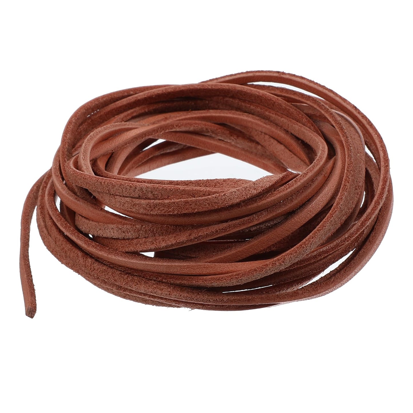 Nogeqi Leather Cord for Chains 3 mm x 5 m Leather Straps Sold by the Metre Genuine Leather Brown Leather Bands Chains Crafts Leather Cord Flat Leather Laces for DIY Necklace Bracelet Jewellery