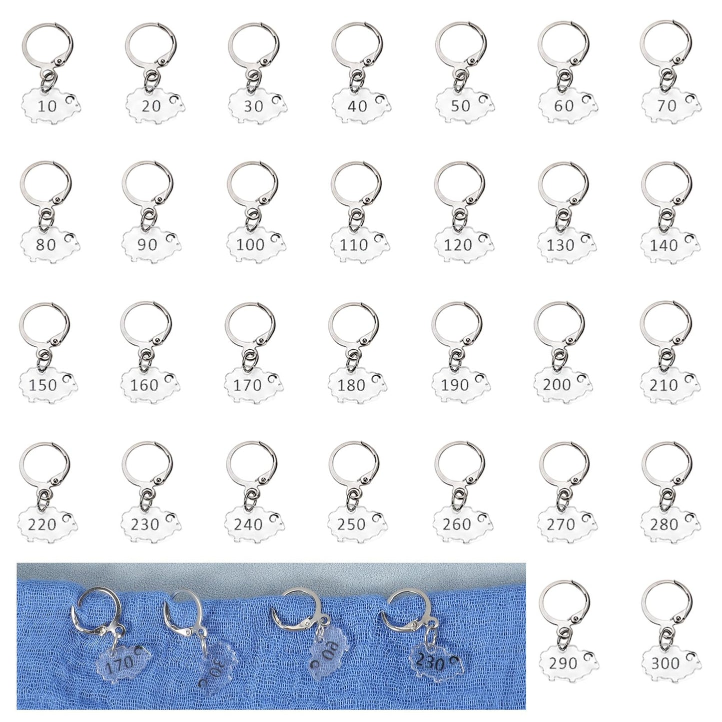 30pcs Crochet Stitch Markers Locking Stitch Marker Sheep Charms with Number