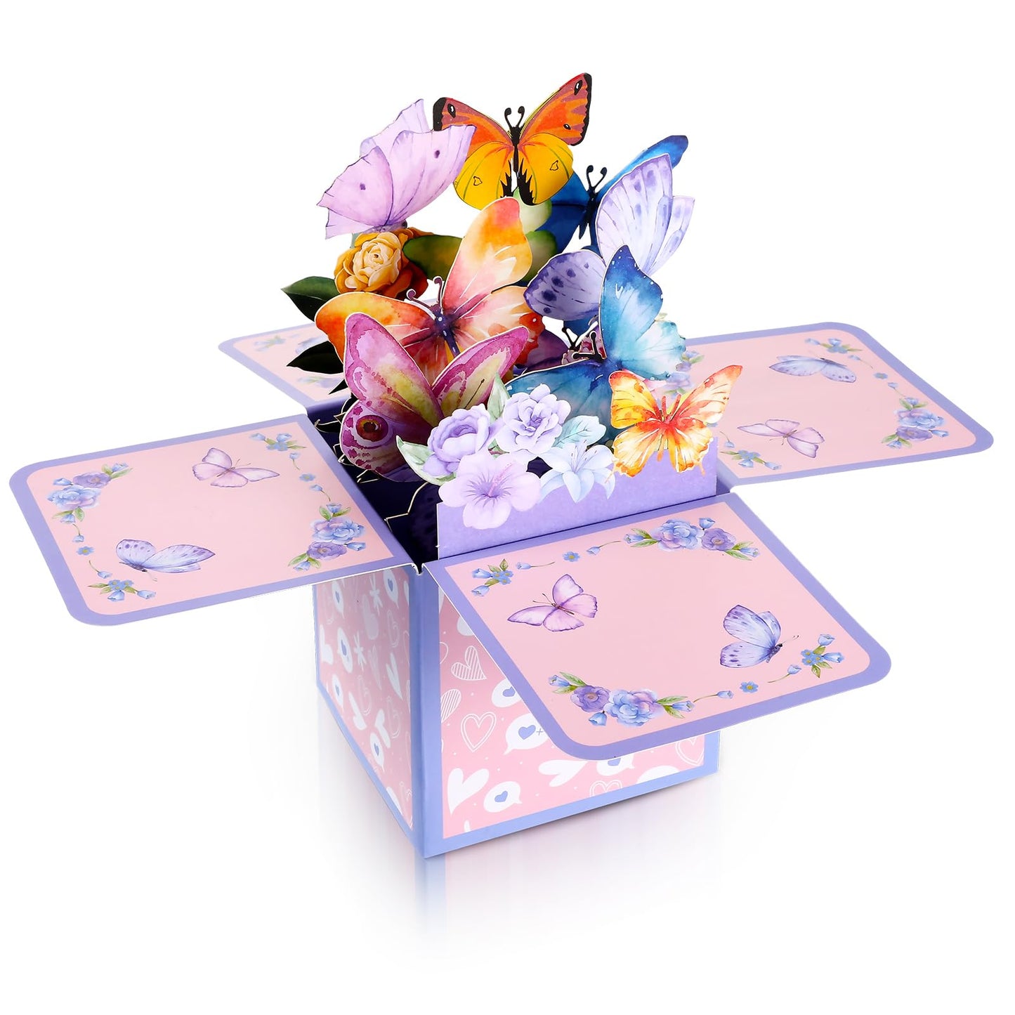 Tyqour Butterfly Pop Up Birthday Card, 3D Birthday Cards for Women, Handcrafted Birthday Card Pop Up, Anniversary Card with Note Card and Envelope for Women Girlfriend Friends