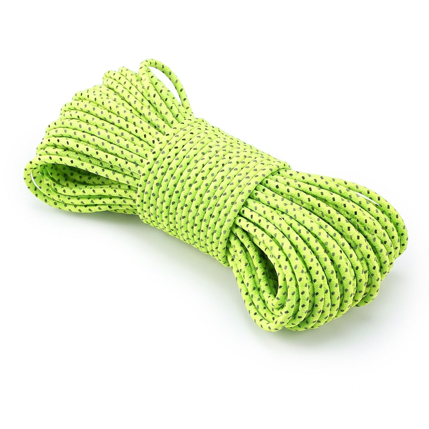 2.5mm Fluorescent Reflective Guyline Green Paracord, Nylon Survival Thin Cord Rope with 7 Strand Core for Tent Camping, Hiking, DIY Bracelets, Lanyards, Keychains, Crafts & Outdoor Ropes, 65 Feet