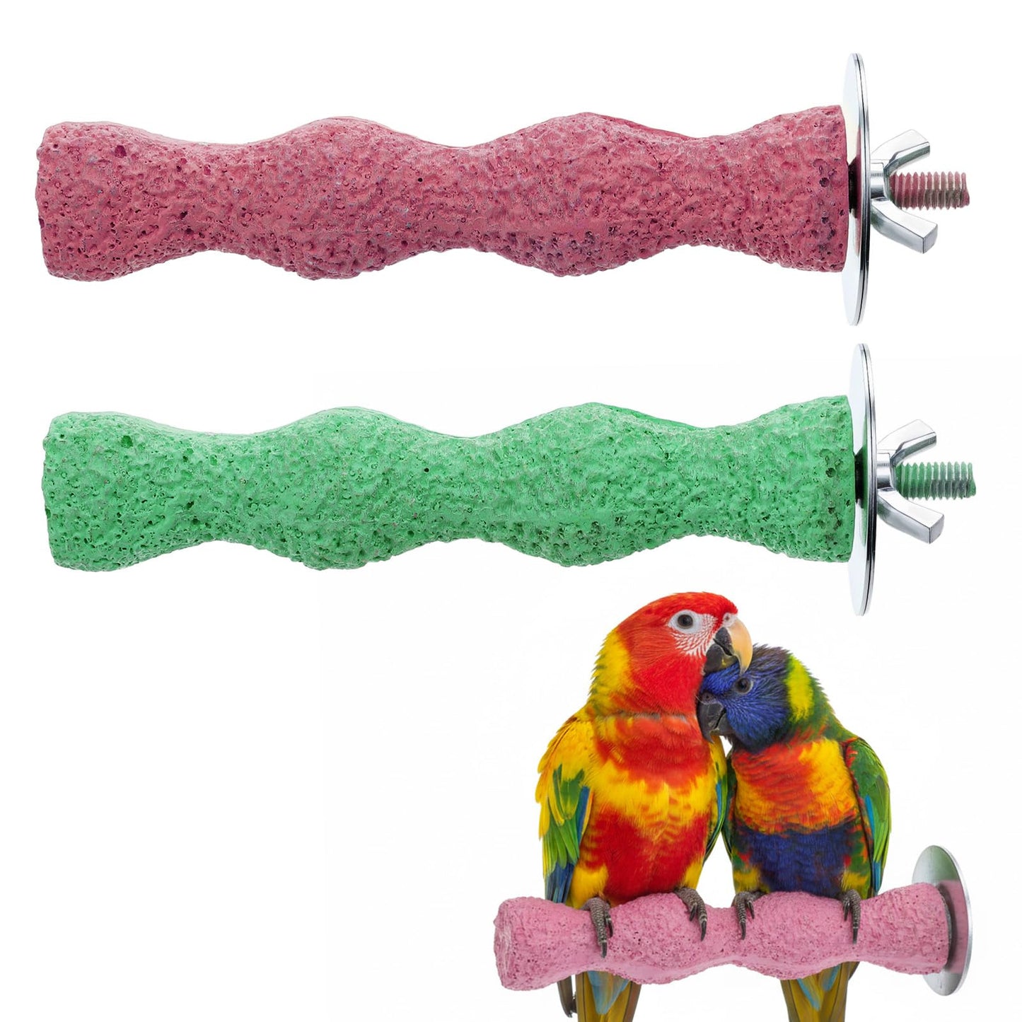 Sorcristy 2pcs Bird Beak Grinding Stone Anti-Slip Parakeet Cage Accessories Bird Perches for Cage, Parrot Toys Birds Stand Perch for Budgie Cockatiel