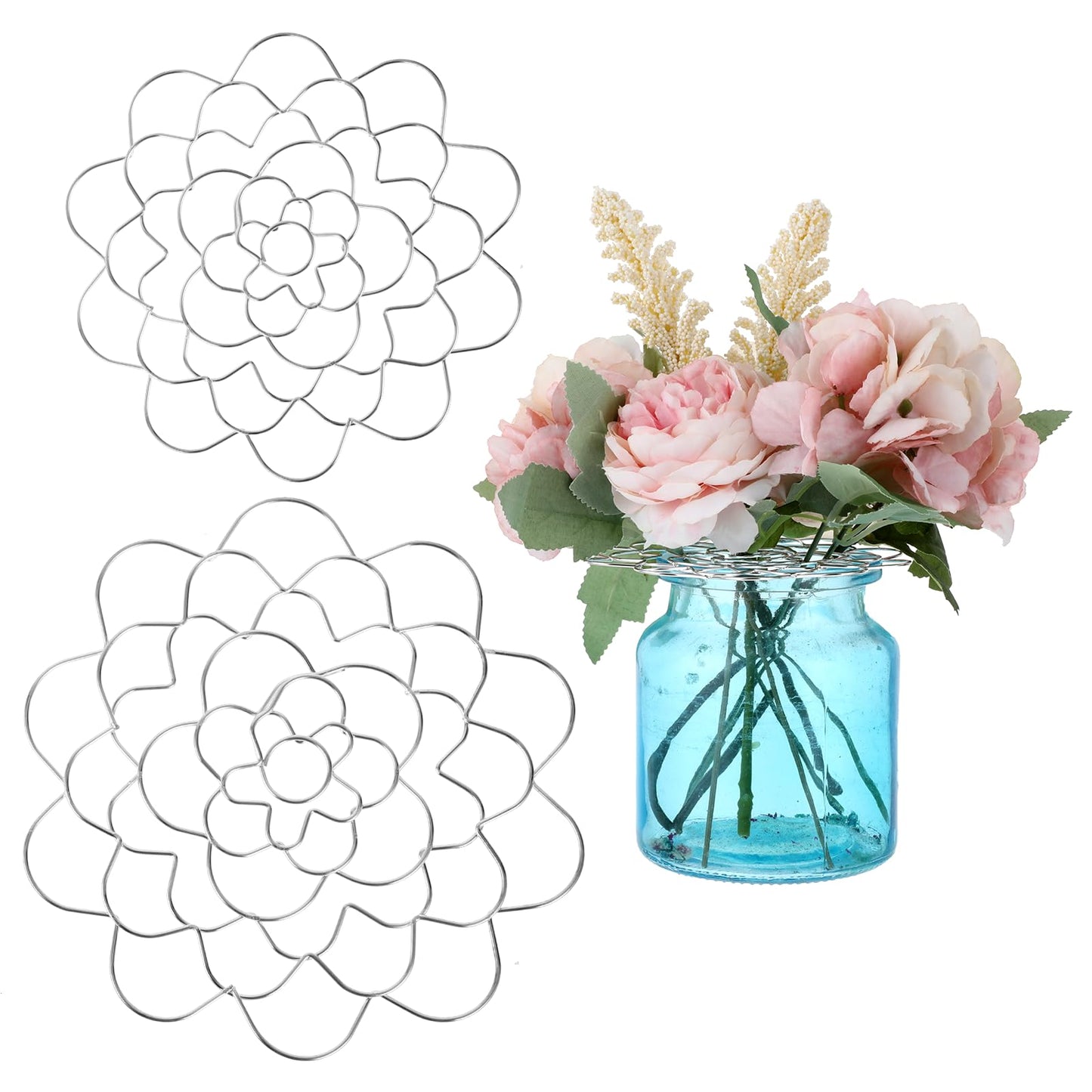 Tyqour 2Pcs Flower Arrangement Holder Flower Frog Tool Reusable Metal Floral Grid for Vase Flower Arranging Accessories for Plant Fixation Vase Buddy