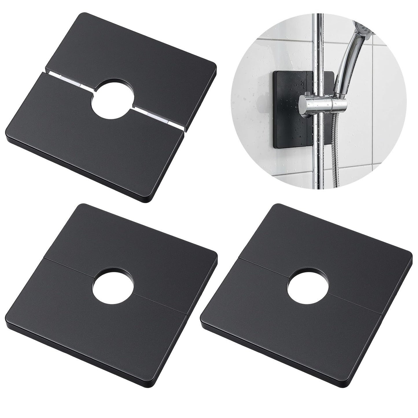 Chsoejuf 3PCS Extra Large Shower Arm Flange Escutcheon Plate Self-Adhesive