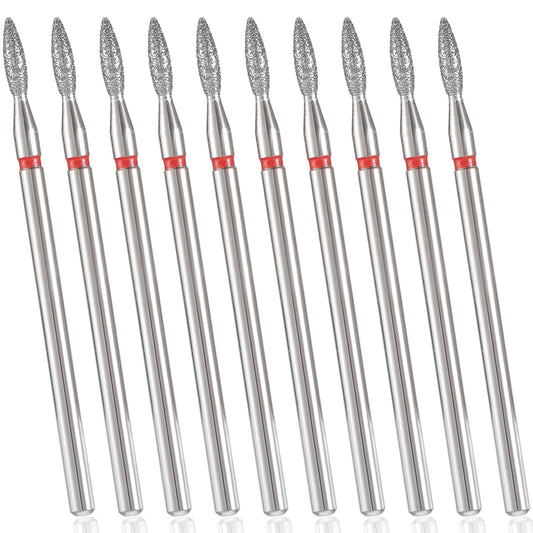 10 Pcs Flame Bit for Nail Drill Professional Cuticle Nail Drill Bits with Case for Dead Skin 3/32'' Nails Dry Manicure Pedicure Shape Remove Nails Salon Tools Manicurist Home (Blue)