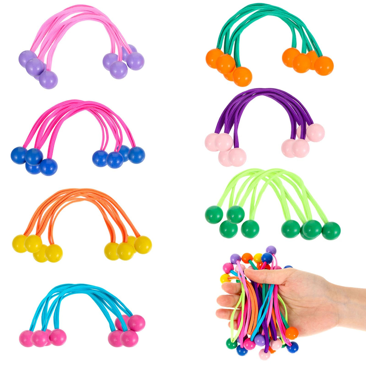 RAHHLIZS 14pcs Double Ball Hair Ties, Hair Balls For Girls