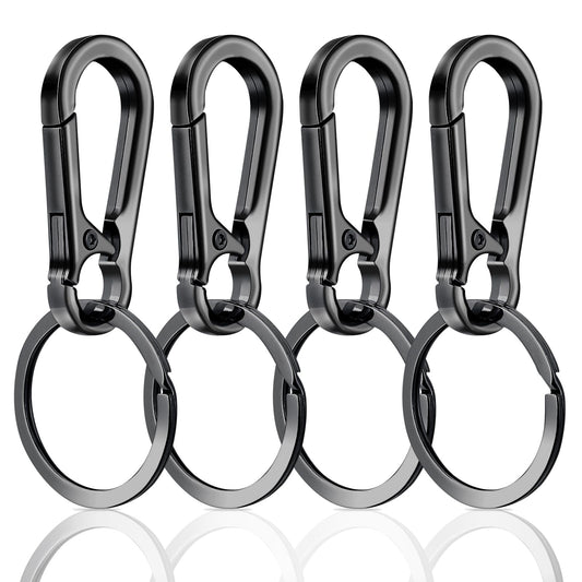 Ymapinc Metal Keyrings, 4pcs Keychain with Clips, Waterproof Key Ring Chain Holder Organizer, Multifunctional Keychains for Men and Women