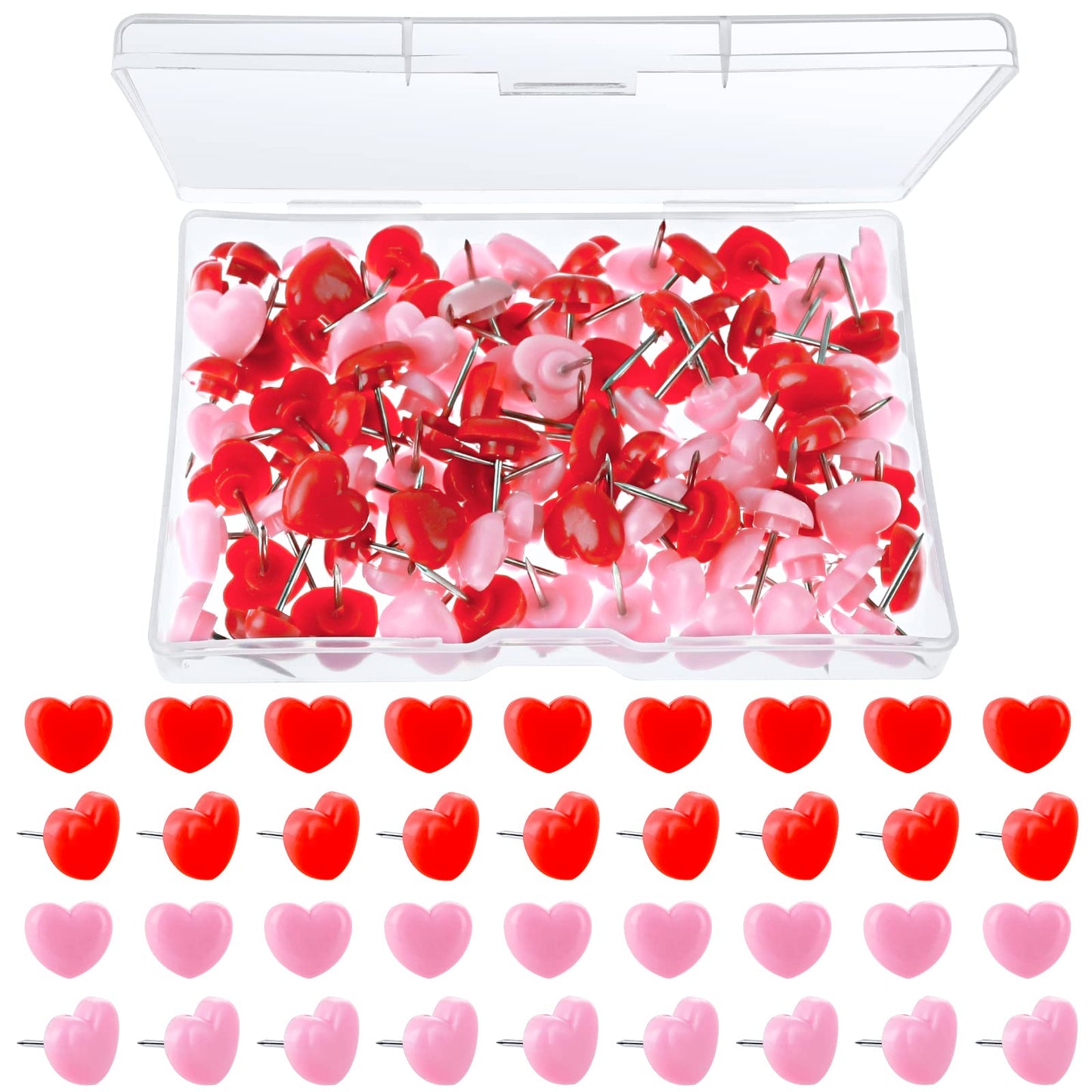 Ouligay 100PCS Heart Push Pins for Cork Board Decorative Pushpins Thumb Tacks Cute Notice Board Pins for Home School Office Notice Board Cork Board