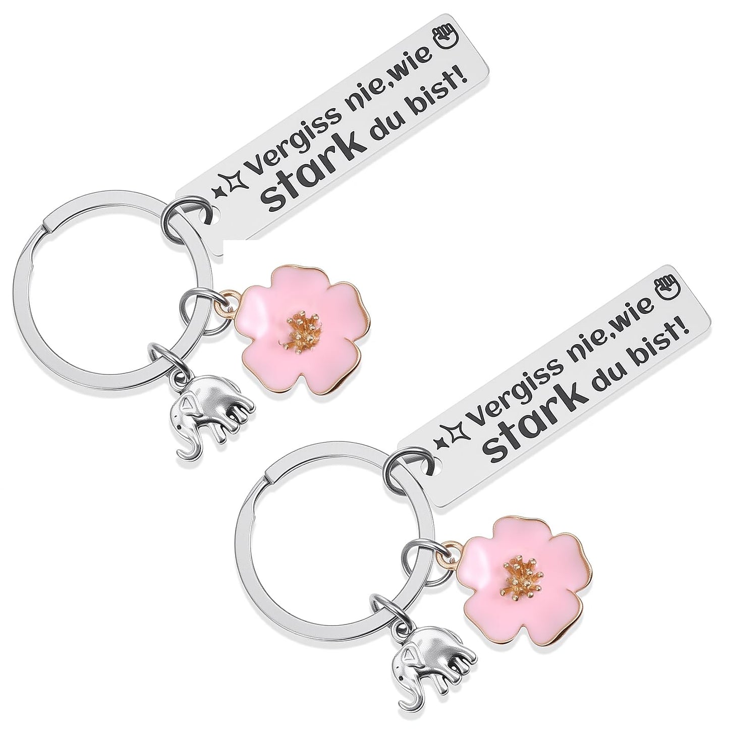 Nogeqi Pack of 2 Courage Gift Key Rings Never Forget Like Strong You Bist, Get Well Soon Gifts Mum Sister Colleague Birthday Gift for Women Girls Girlfriend